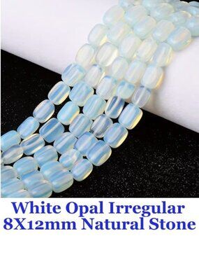 Natural Stone White Opal Irregular 8X12mm  32 Beads